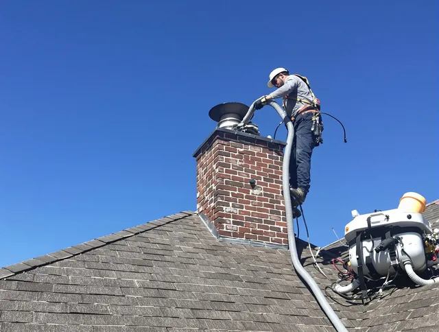 Dedicated West Whittier-Los Nietos Chimney Sweep team member cleaning a chimney in West Whittier-Los Nietos, CA