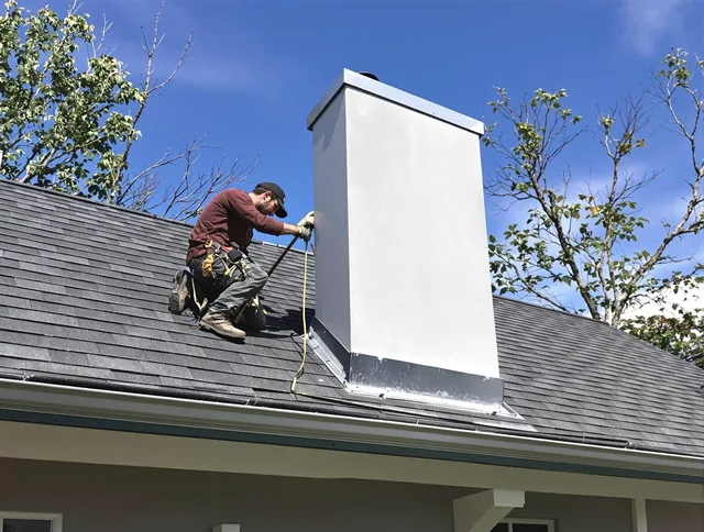 West Whittier-Los Nietos Chimney Sweep team member finishing chimney construction in West Whittier-Los Nietos, CA