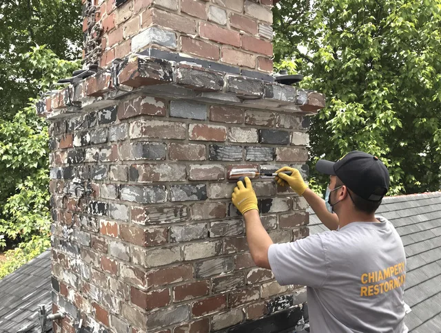 In-progress chimney restoration by West Whittier-Los Nietos Chimney Sweep in West Whittier-Los Nietos, CA