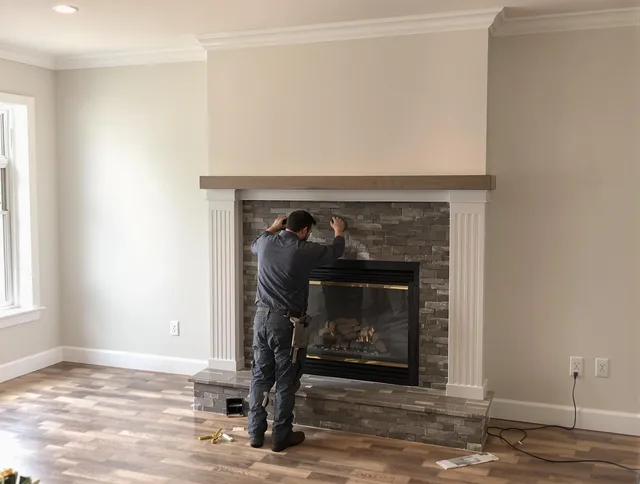 West Whittier-Los Nietos Chimney Sweep finishing a custom fireplace install in West Whittier-Los Nietos, CA
